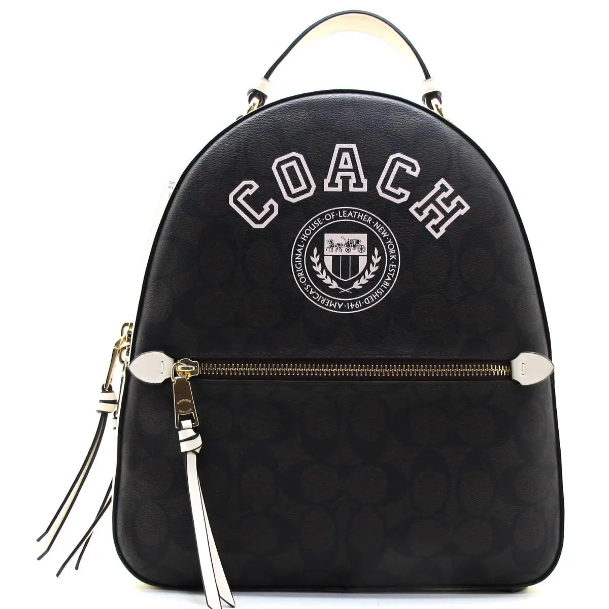 Coach Jordyn Signature Varsity Motif Medium Backpack Brown/chalk