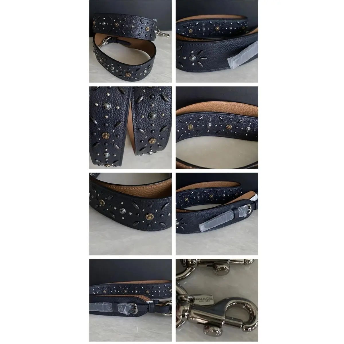 Coach Prairie Rivets Midnight Navy Leather Bag Strap Silver 29543