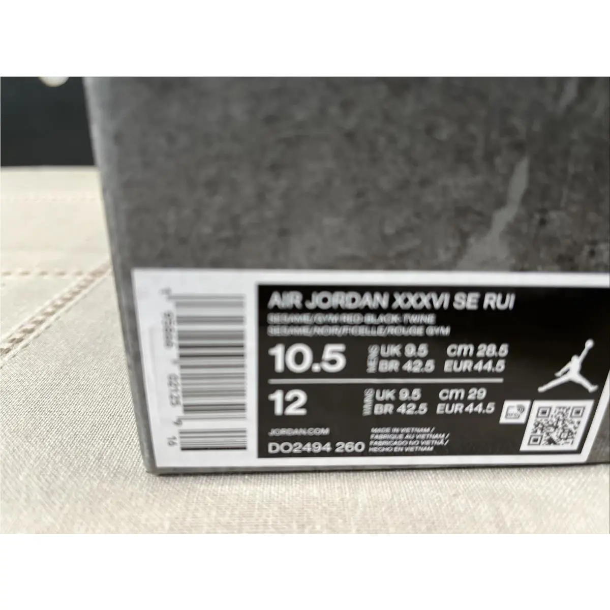 Nike shoes - Nike Air Jordan XXXVI SE Rui - DO2494 260 - Sesame Gym Red Black Twine 10