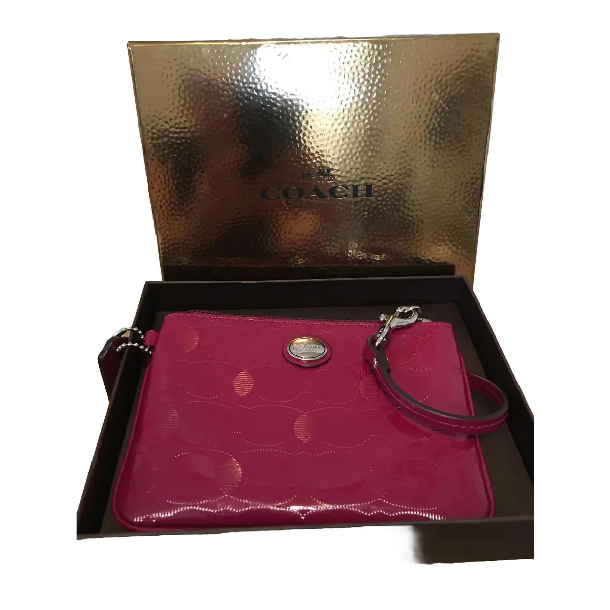 Coach F52282 Embossed C Patent Small Wristlet Gift Box