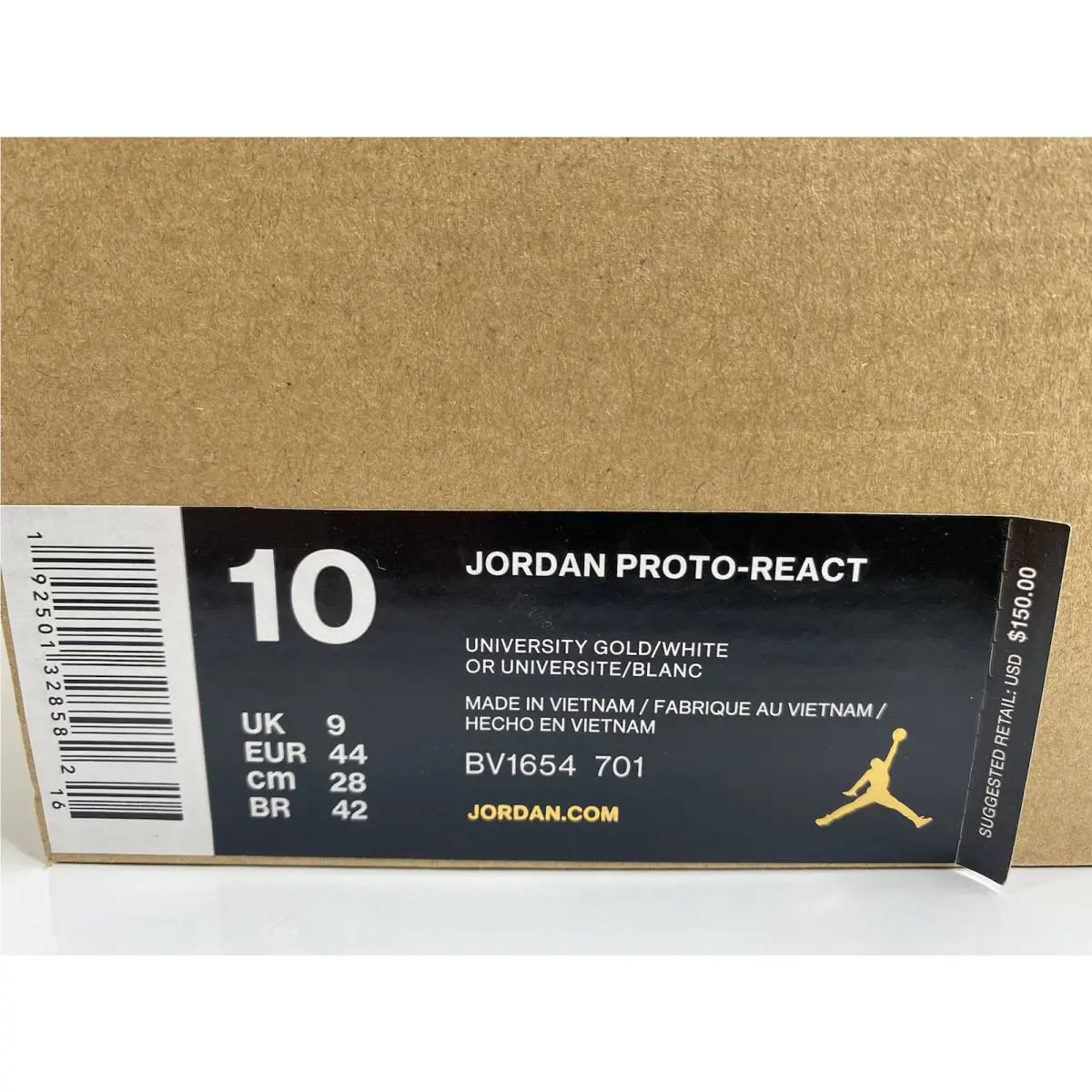 Nike shoes - Jordan Proto-React - BV1654-701 - University Gold/White 10