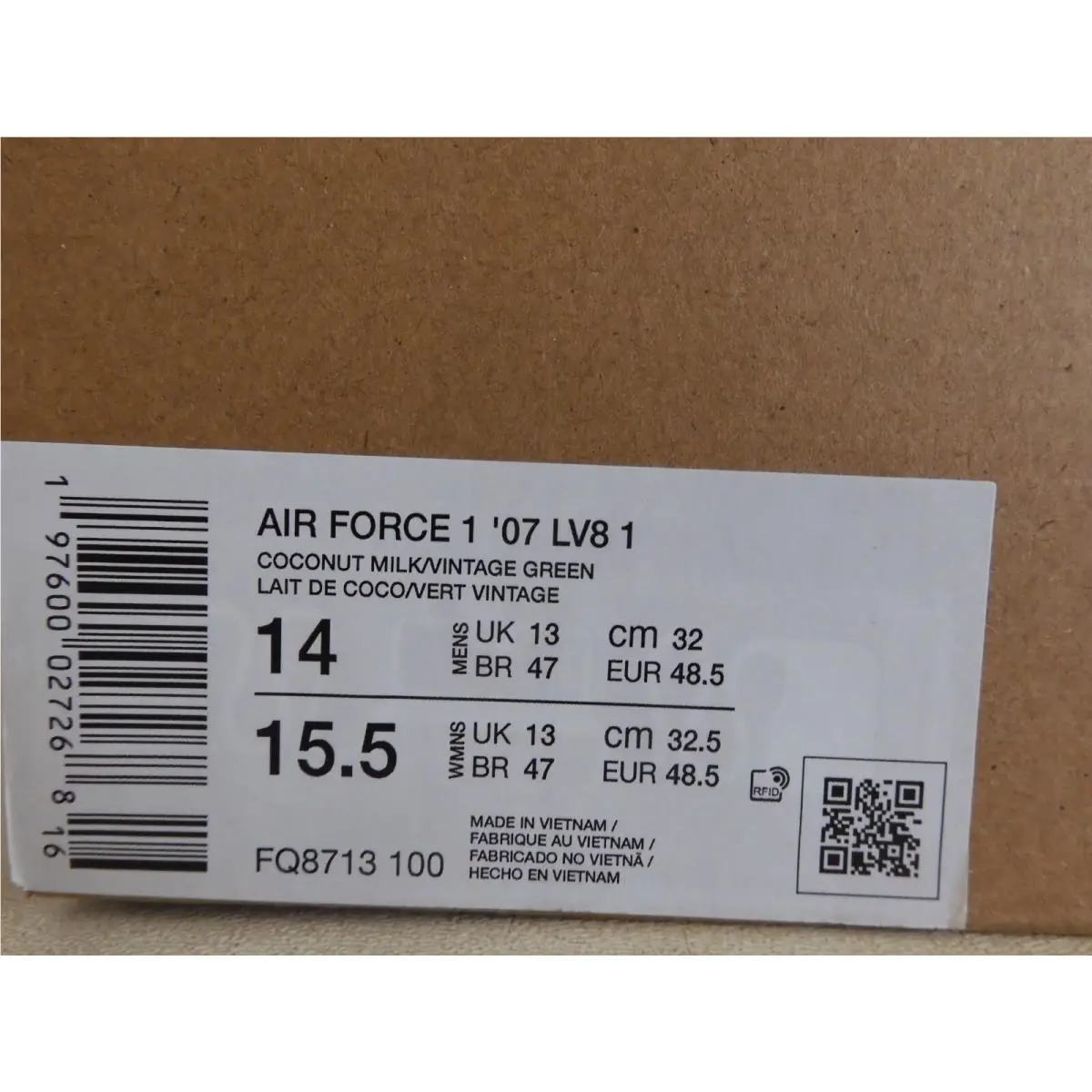 Nike shoes - Nike Air Force 1 `07 LV8 - FQ8713 100 - Green 3