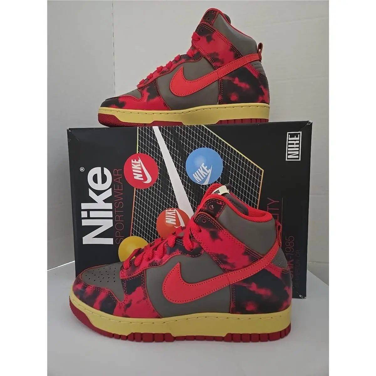 Nike Dunk High 1985 Red Acid Wash Men`s Size 7
