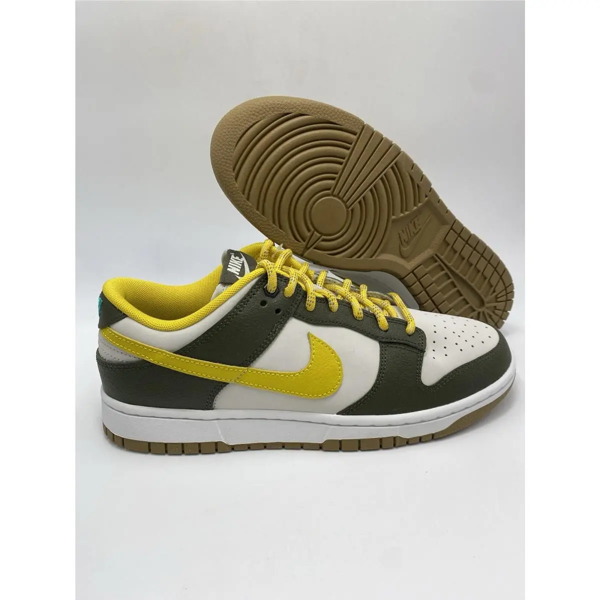 Nike Men`s 11.5 Dunk Low Retro Premium Cargo Khaki Vivid Sulfur Shoes FV3629 371