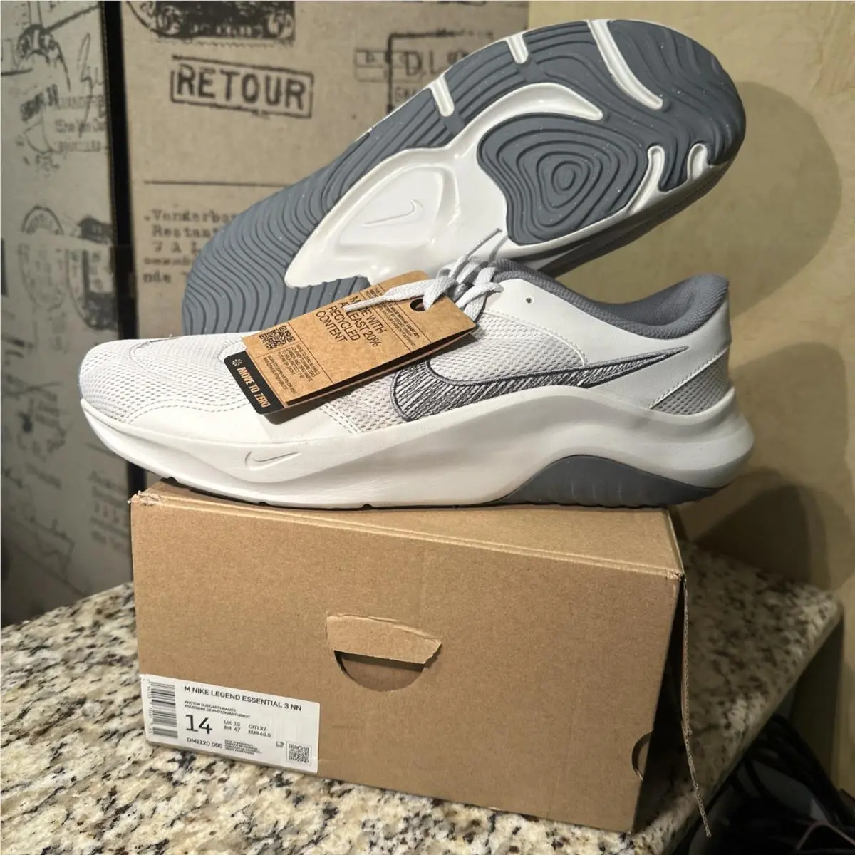 Nike Legend Essential 3 Men`s Lace-up Sneakers Gray/white DM1120-005 Size 14 Men