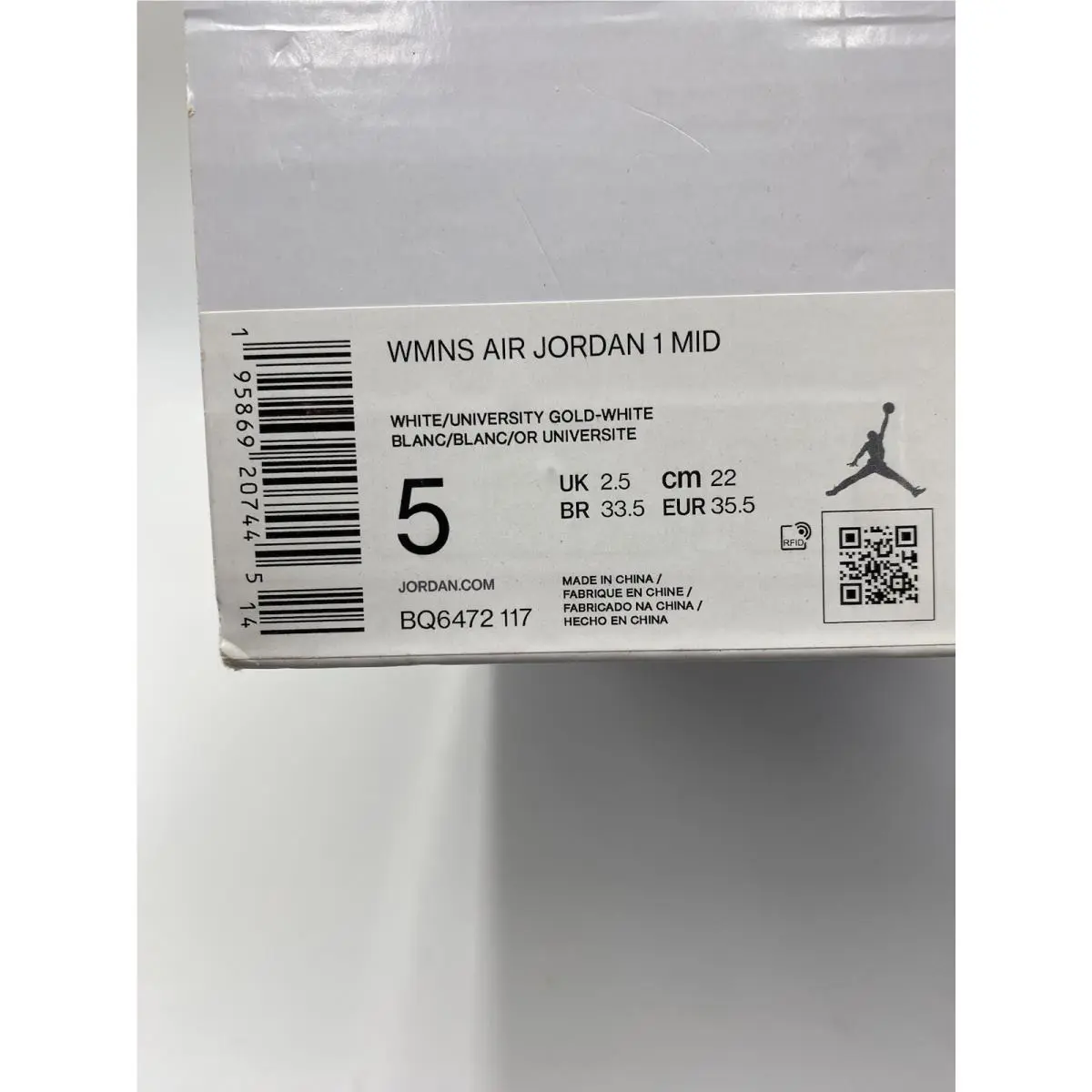 Nike shoes - Nike Air Jordan 1 - Air - BQ6472 117 - White/University Gold-White (UPC: 195869207445) 6