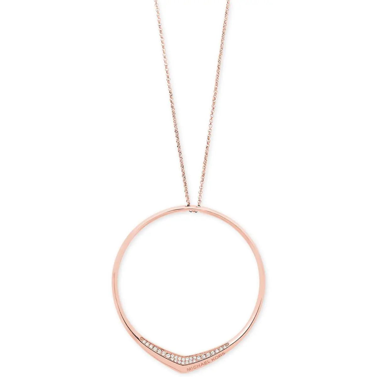 Michael Kors Rosegoldtone Pave` Circle Pendant Necklace
