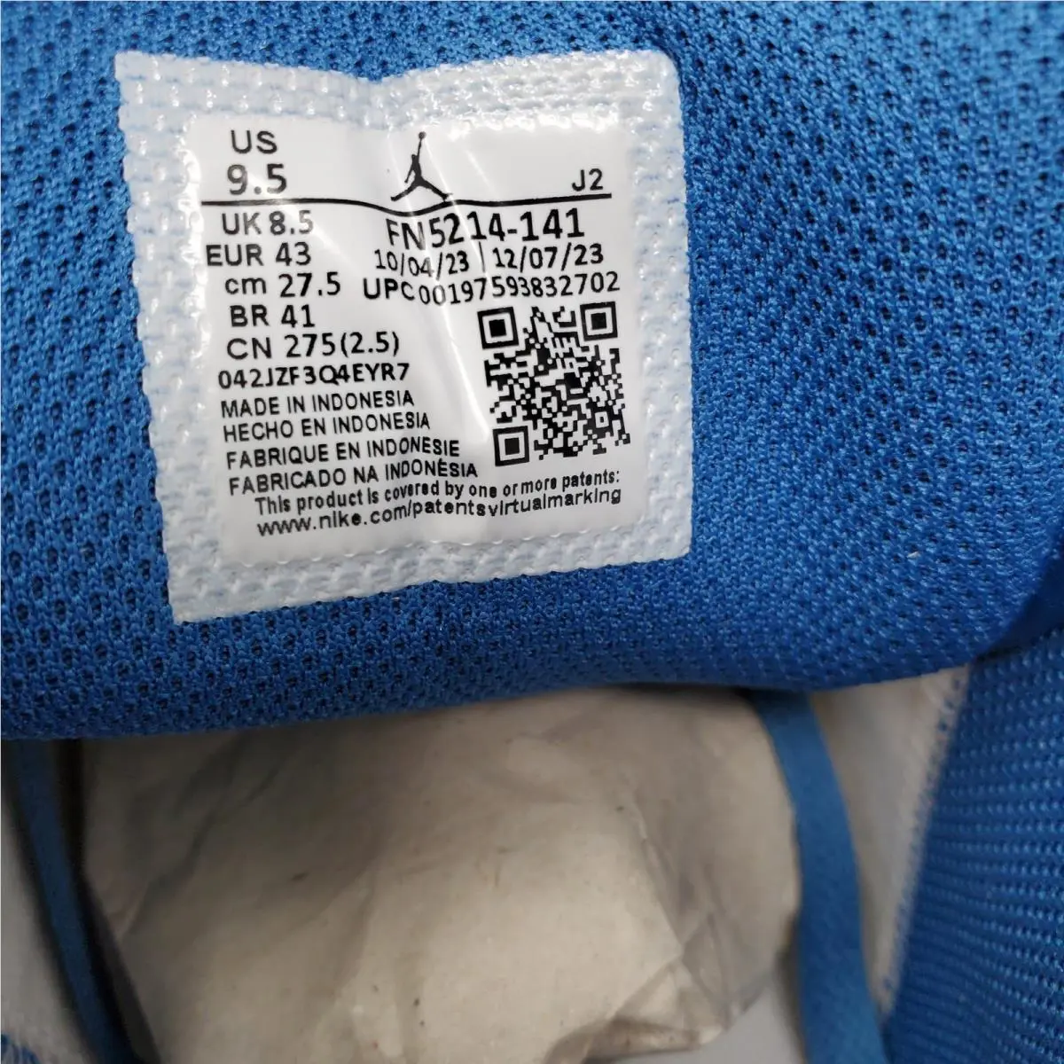 Nike shoes - Air Jordan 1 - Air - FN5214-141 - Blue, Manufacturer: White/Industrial Blue/Blue Grey/Sail 8