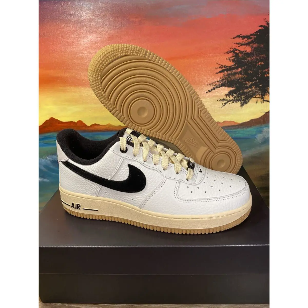 Nike shoes - Nike Women Air Force 1 `07 LX Summit White Black Muslin - DR0148-101 - SUMMIT WHITE/BLACK/MUSLIN/GUM LIGHT BROWN 8
