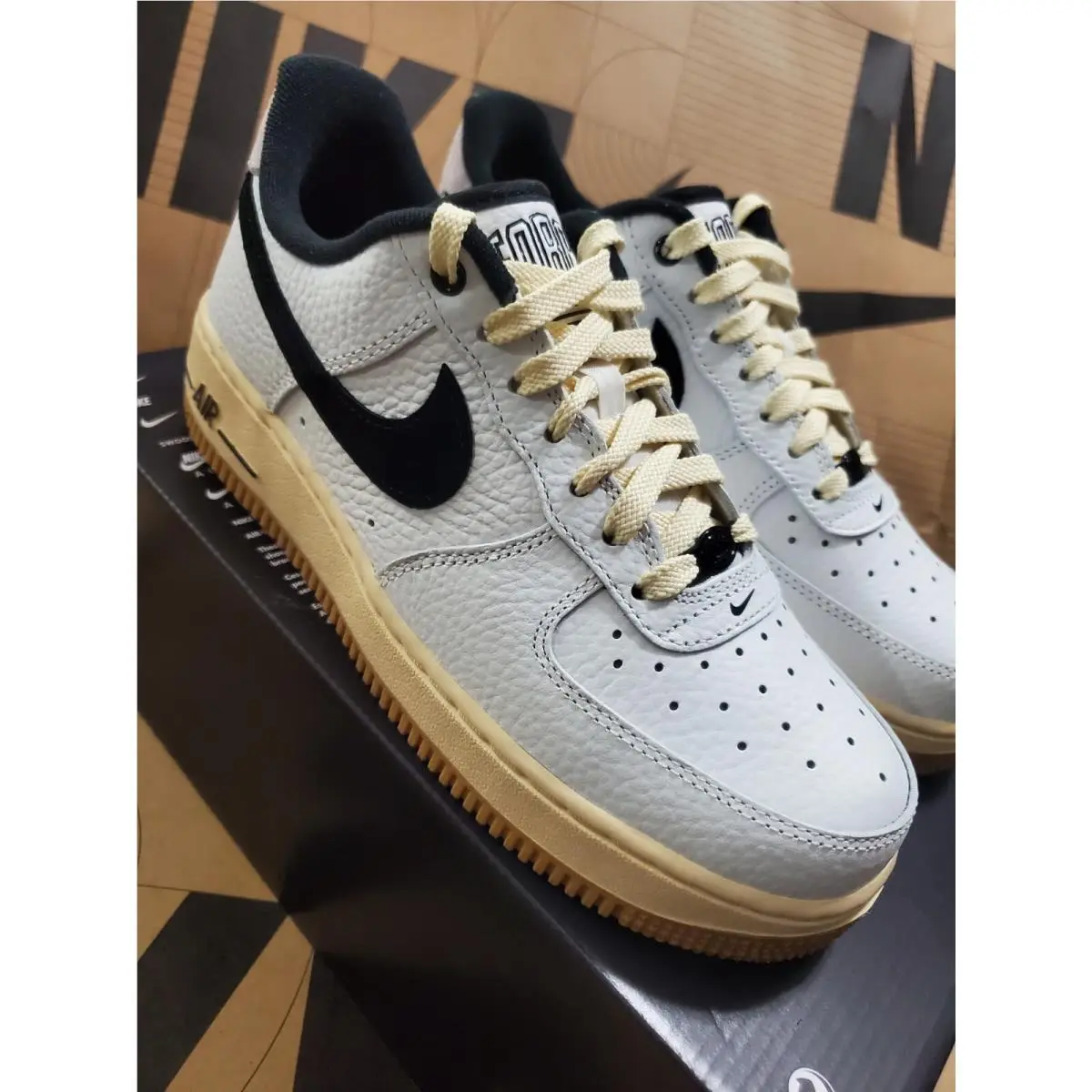 Nike shoes - Nike Women Air Force 1 `07 LX Summit White Black Muslin - DR0148-101 - SUMMIT WHITE/BLACK/MUSLIN/GUM LIGHT BROWN 1