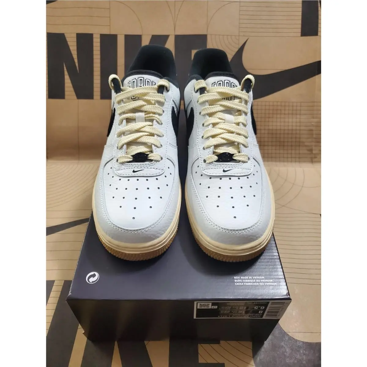 Nike shoes - Nike Women Air Force 1 `07 LX Summit White Black Muslin - DR0148-101 - SUMMIT WHITE/BLACK/MUSLIN/GUM LIGHT BROWN 5