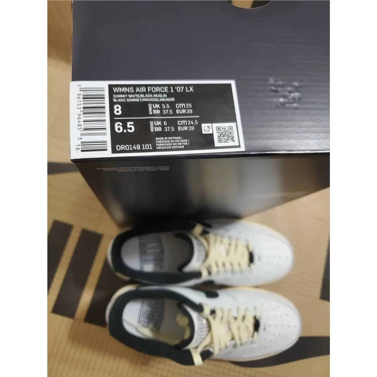 Nike shoes - Nike Women Air Force 1 `07 LX Summit White Black Muslin - DR0148-101 - SUMMIT WHITE/BLACK/MUSLIN/GUM LIGHT BROWN 7