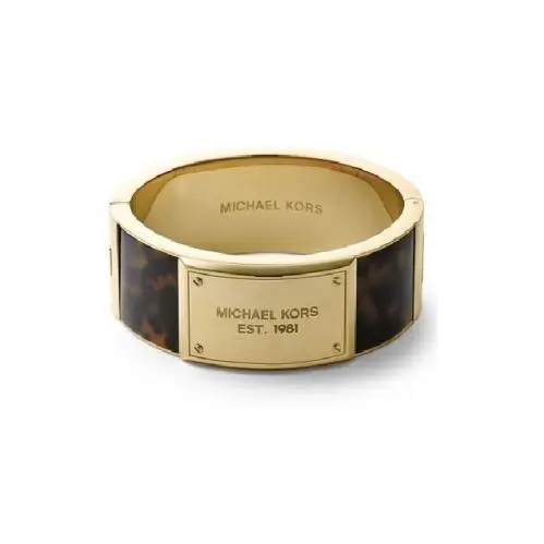 Michael Kors Gold Heritage Logo Plaque Tortoise Hinge Bangle BRACELET-MKJ3340