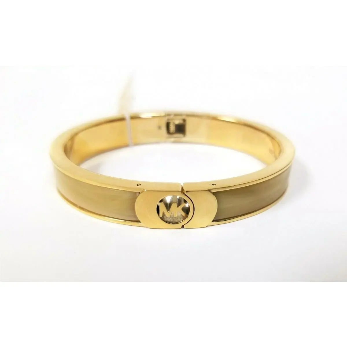 Gold Tone Fulton Logo Horn Enamel Hinge Bangle BRACELET-MKJ3527 by Michael Kors