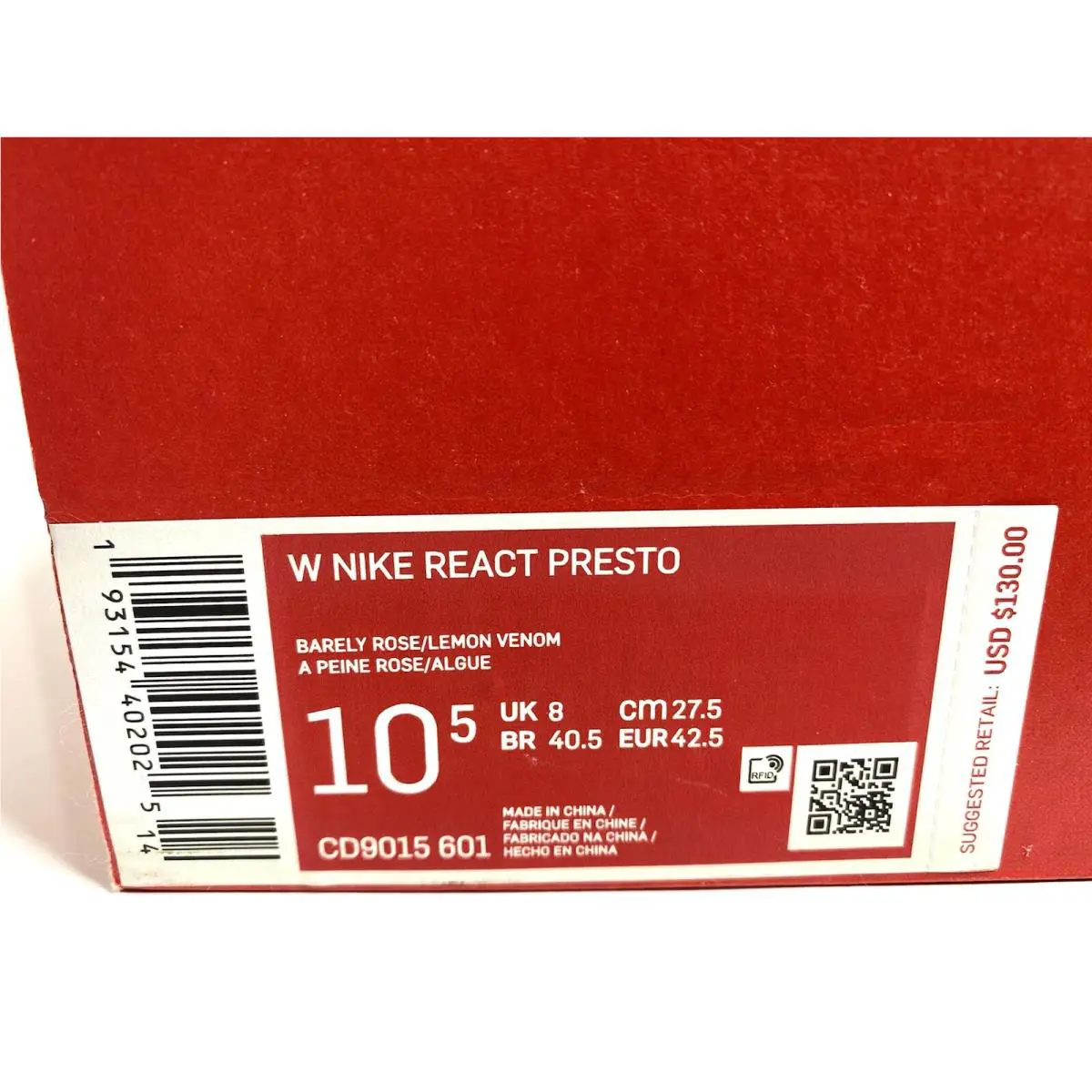 Nike shoes - Nike React Presto - React Presto - CD9015-601 - Barely Rose/Lemon Venom 10