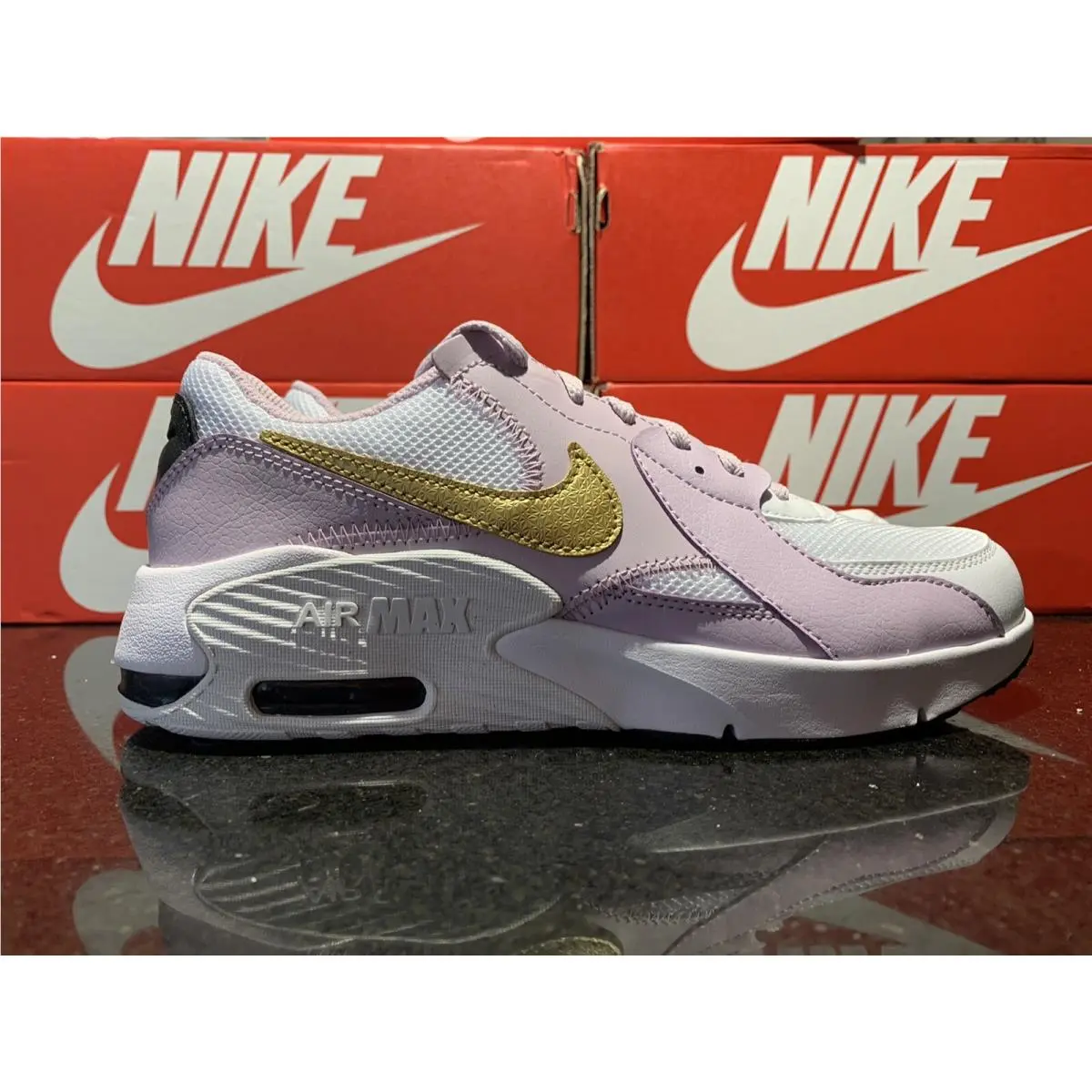 Nike Air Max Excee White Lilac Gold Athletic Running Shoes 7Y