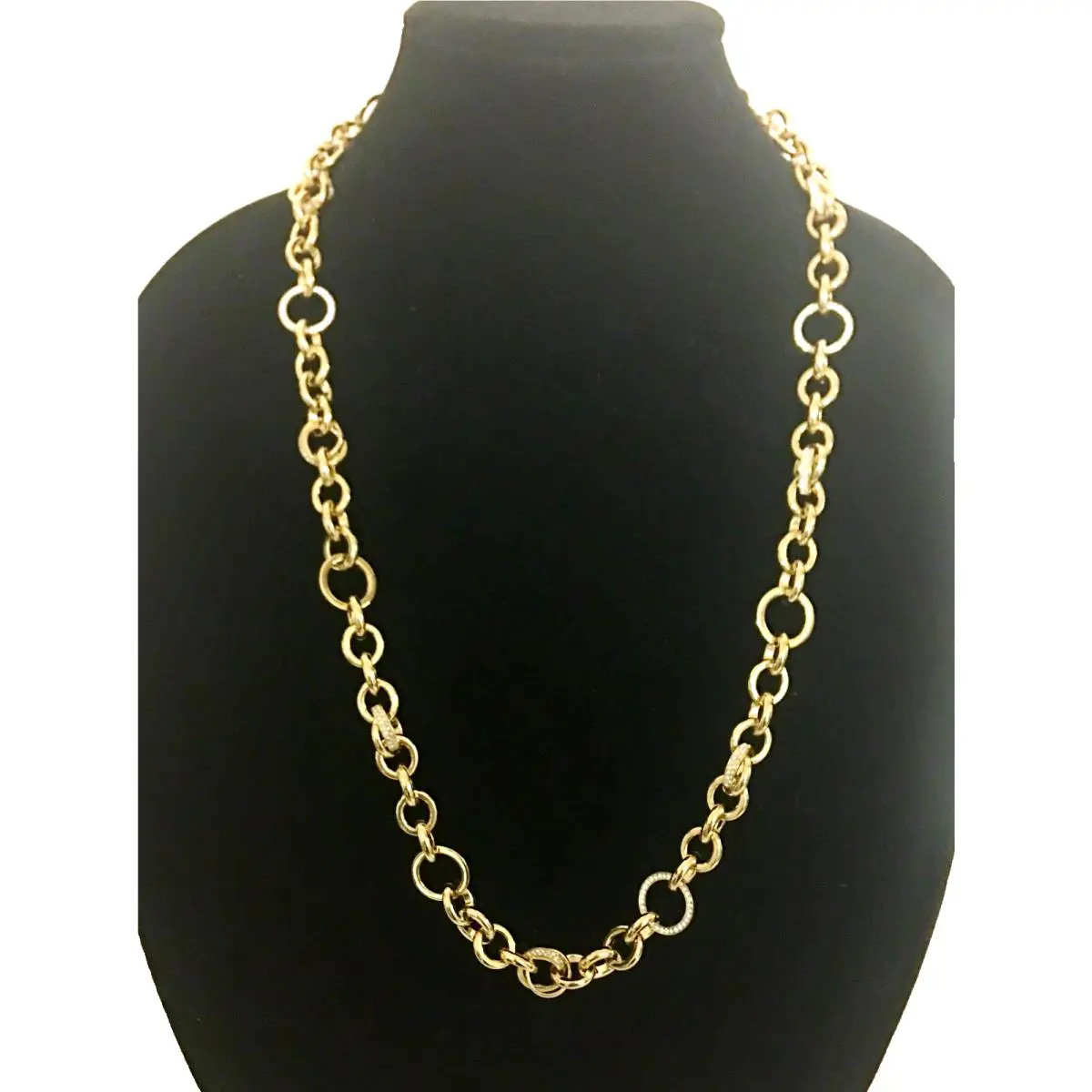 Michael Kors Brilliance Gold Tone Crystal Chain Link Necklace MKJ3436