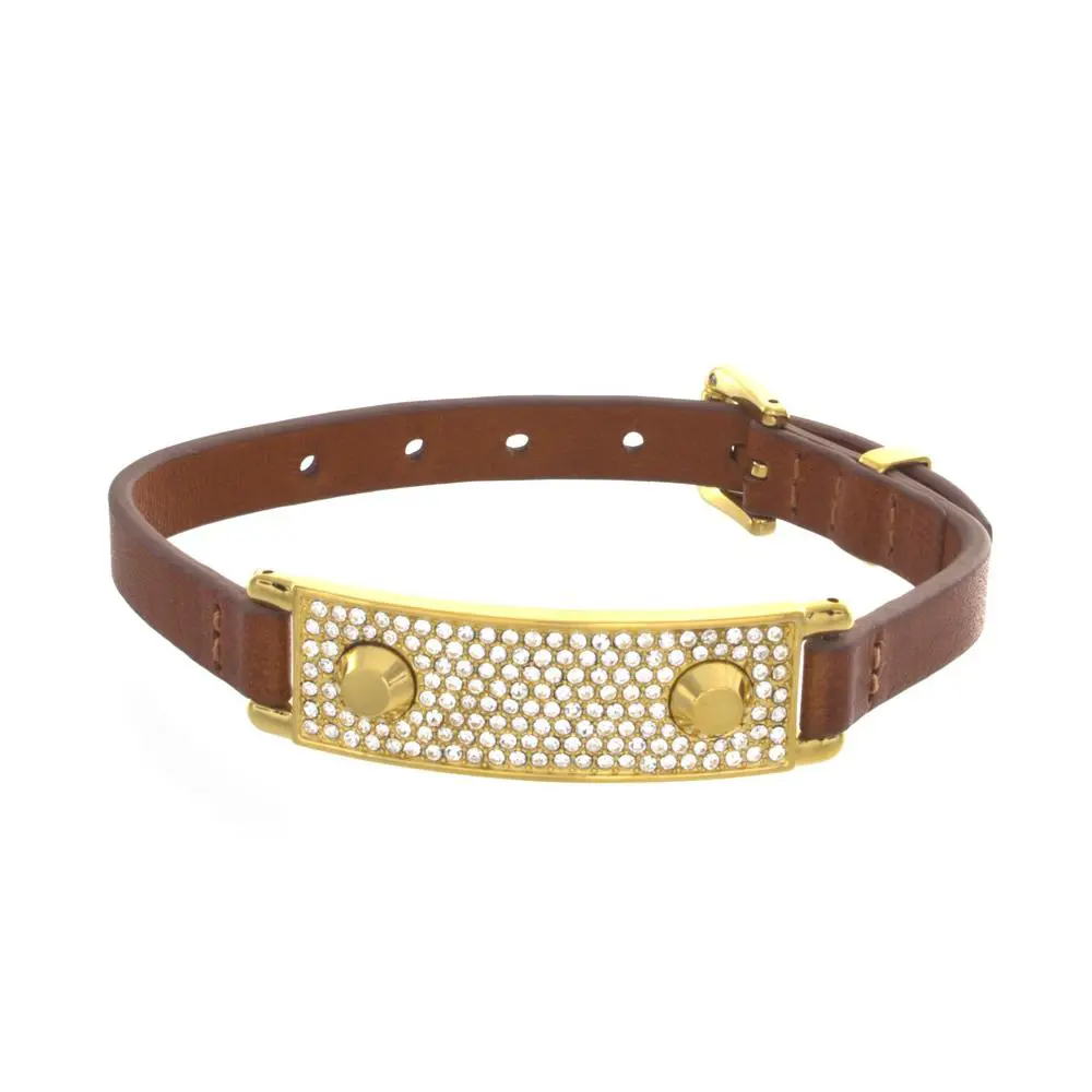 Michael Kors Gold Tone Hinge Leather Band Bracelet MKJ3607710