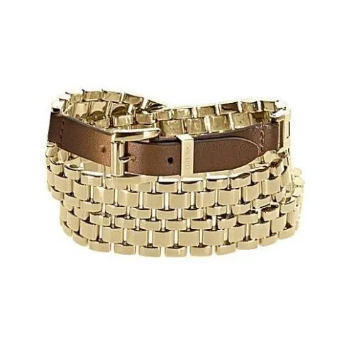 Michael Kors Gold Watch Link+brown Leather Mult-wrap Belt Style BRACELET-MKJ1946