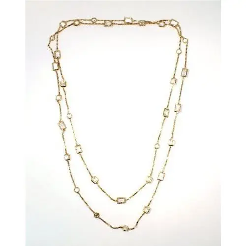 New-michael Kors Gold Tone Long Double Wrap Chain+crystal Necklace MKJ2176