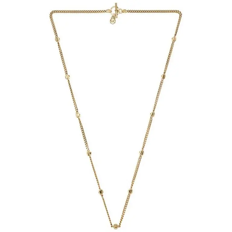 Michael Kors Golden Glam Rock Gold Tone Pyramid Stud Chain Necklace MKJ2901