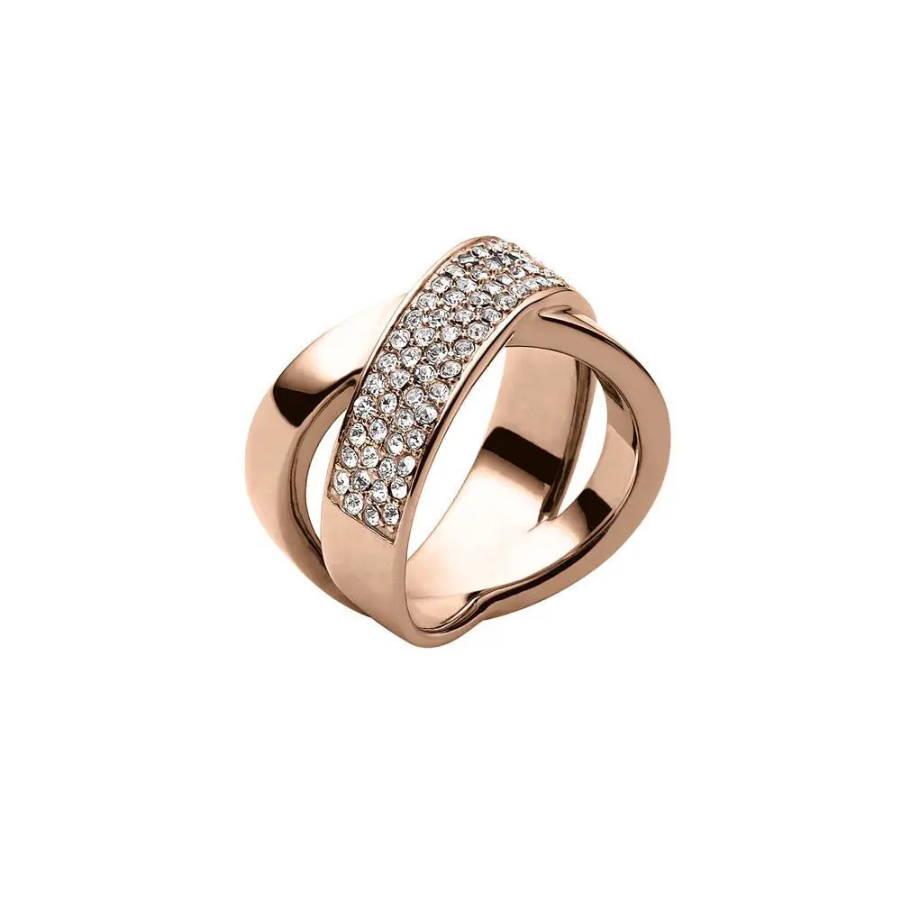 Michael Kors MKJ2869791 Brilliance Rose Gold Crystals Pave Ring MKJ2869 Size 8