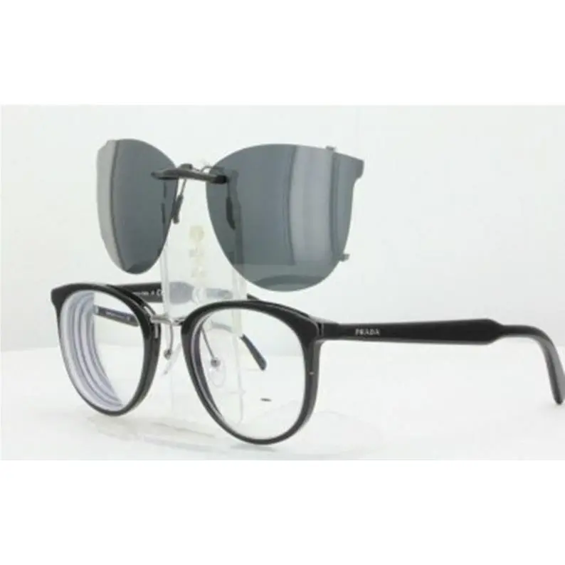 Prada sunglasses - PRADA VPR03T-50X22-T Polarized Clip-On Sunglasses - Grey, Revo Blue Mirrored, and 12 other lens s to choose: REVO Blue Mirrored