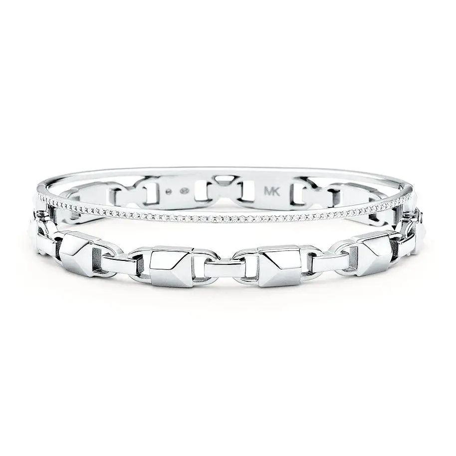 Michael Kors MKC1001AN040 Double Row Bangle .925 Sterling Silver Bracelet