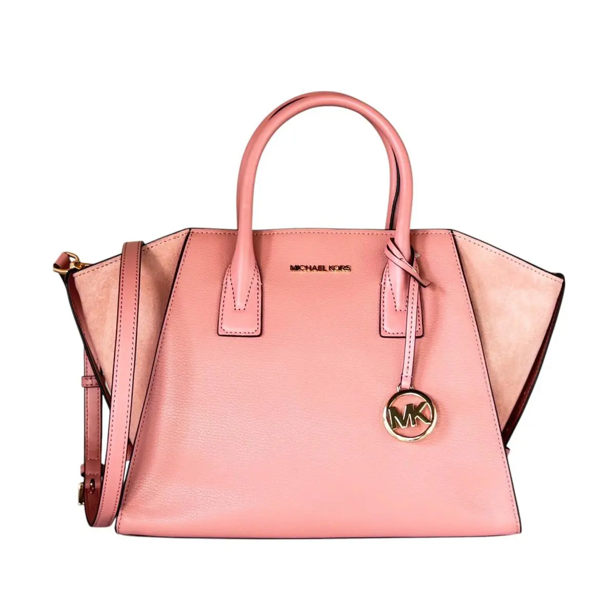 Michael Kors Avril Large Top Zip Satchel Shoulder Crossbody Bag Sunset Rose