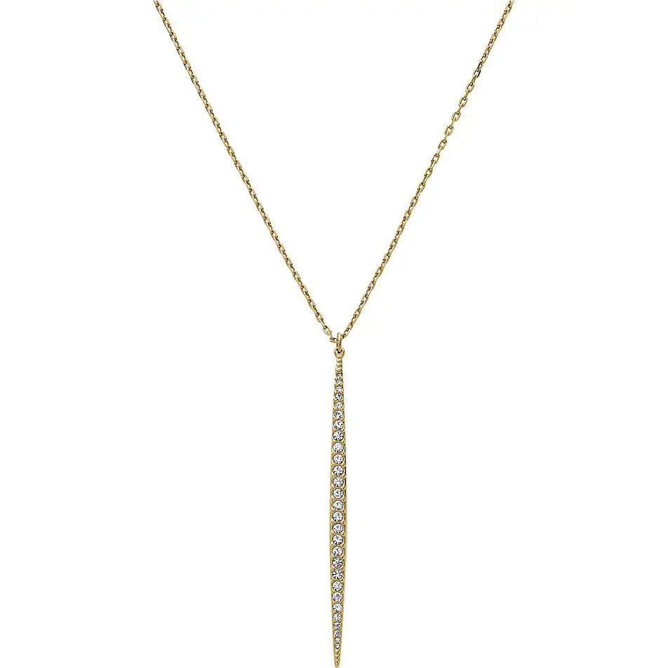 Michael Kors Crystal Pave Matchstick Gold Tone Charm Necklace MKJ3518
