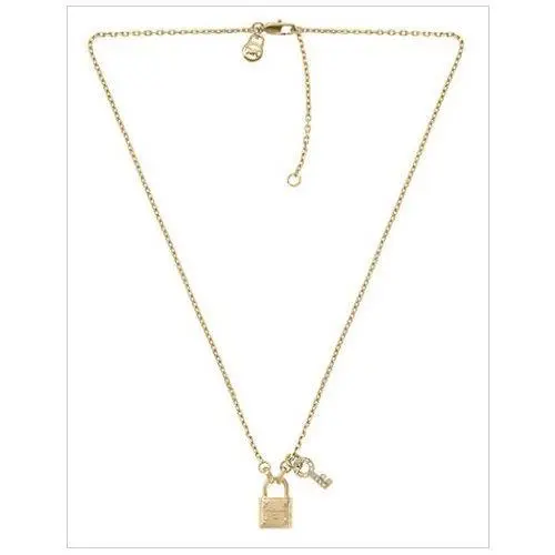 New-michael Kors Gold Tone Crystal Pave Padlock Key Pendant Necklace MKJ3034