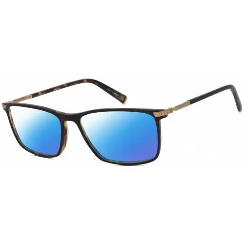 John Varvatos V408 Unisex Polarized Sunglasses Brown Tortoise Havana 58mm 4 Opt - Frame: Multicolor, Lens: Blue Mirror Polar