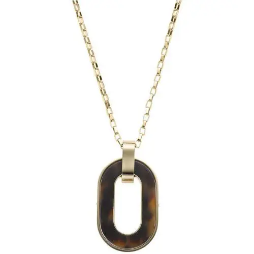 Michael Kors Tortoise Acetate Pendant Gold Tone Necklace MKJ2370