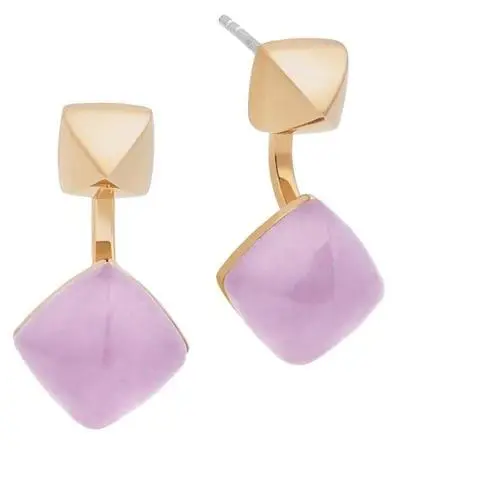 Michael Kors Gold Tone Removable Stud or Drop Pyramid Amethyst Earrings MKJ5469