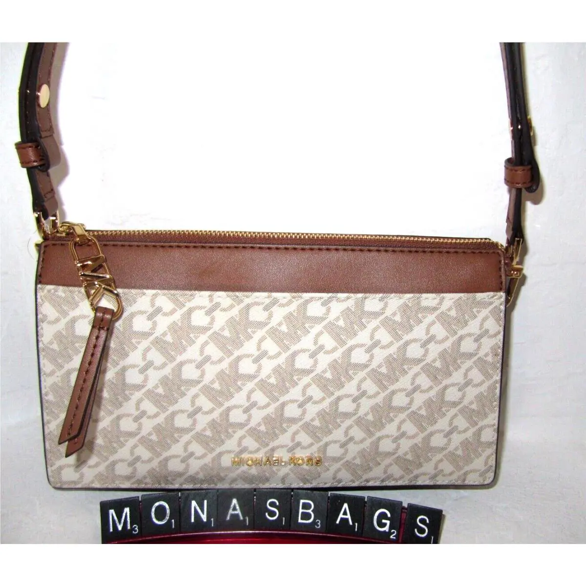 Michael Kors Large Convertible Crossbody Shoulder Bag Vanilla Luggage Empire