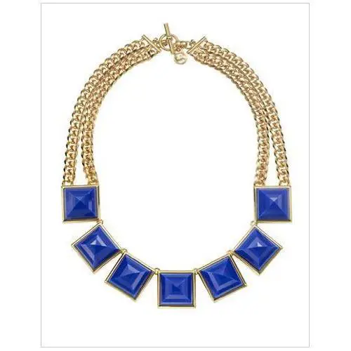 Michael Kors Gold Tone Glam Rock Royal Blue Pyramid Collar Necklace MKJ2982