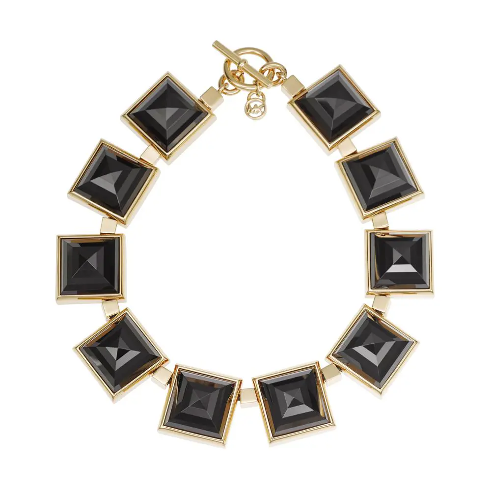 Michael Kors MKJ2899 Gold Black Large Pyramid Necklace MKJ2899710 - Black, Main Stone: Black