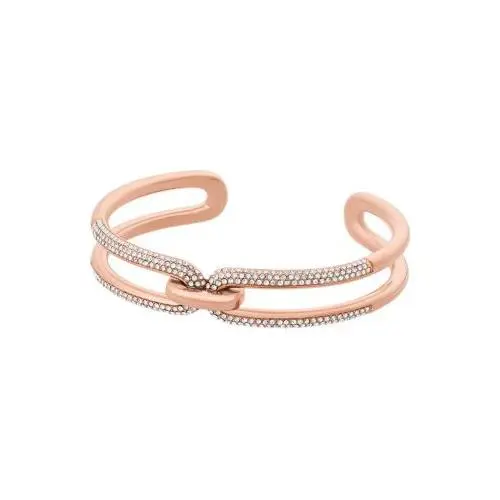 Michael Kors Rose Gold Tone Open Cuff Bangle Pave Crystals Bracelet MKJ6949