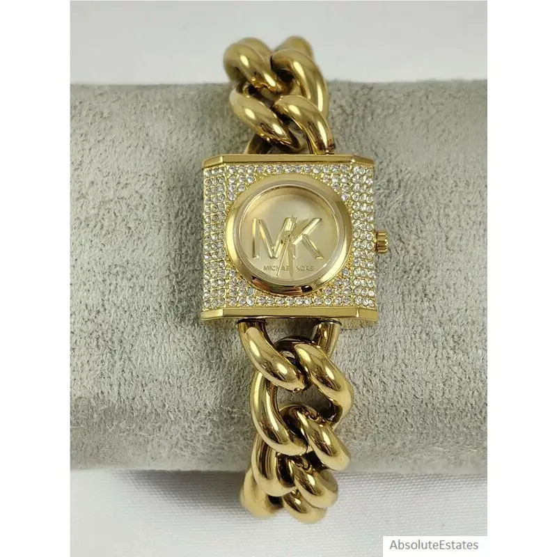 MK4711 Pave Crystal Lock Curb Chain Band Ladies Watch G/box by Michael Kors