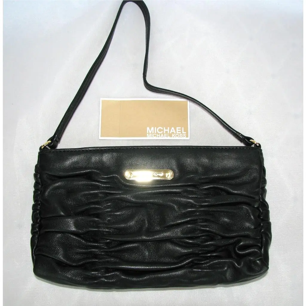 Michael Kors Black Leather Webster Wristlet Bag
