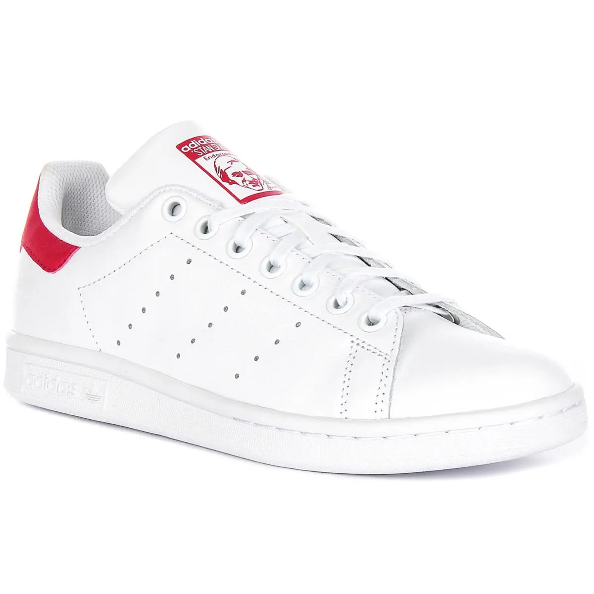 Adidas Stan Smith Tennis Leather Junior Girls Sneakers In White Pink US 4 - 7 - White Pink