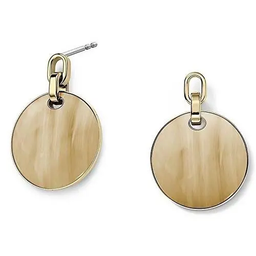 Michael Kors Gold Tone Mix Steel Horn Acetate Drop Disk Large Earrings MKJ3454