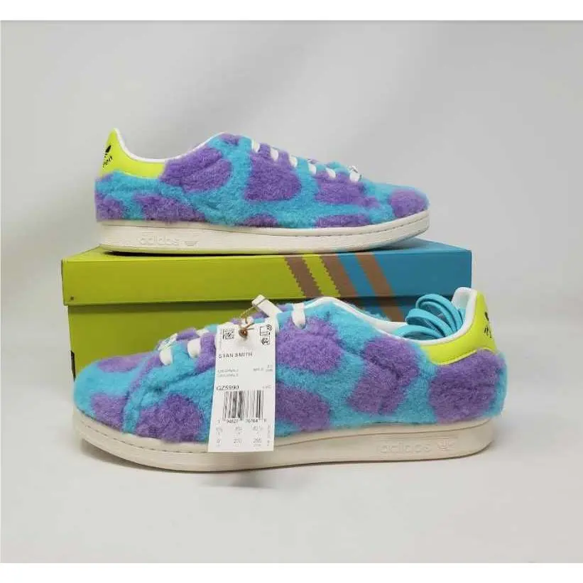Men`s 9 Adidas Stan Smith X Disney Monster`s Inc Mike Sully Fuzzy Skate Shoes
