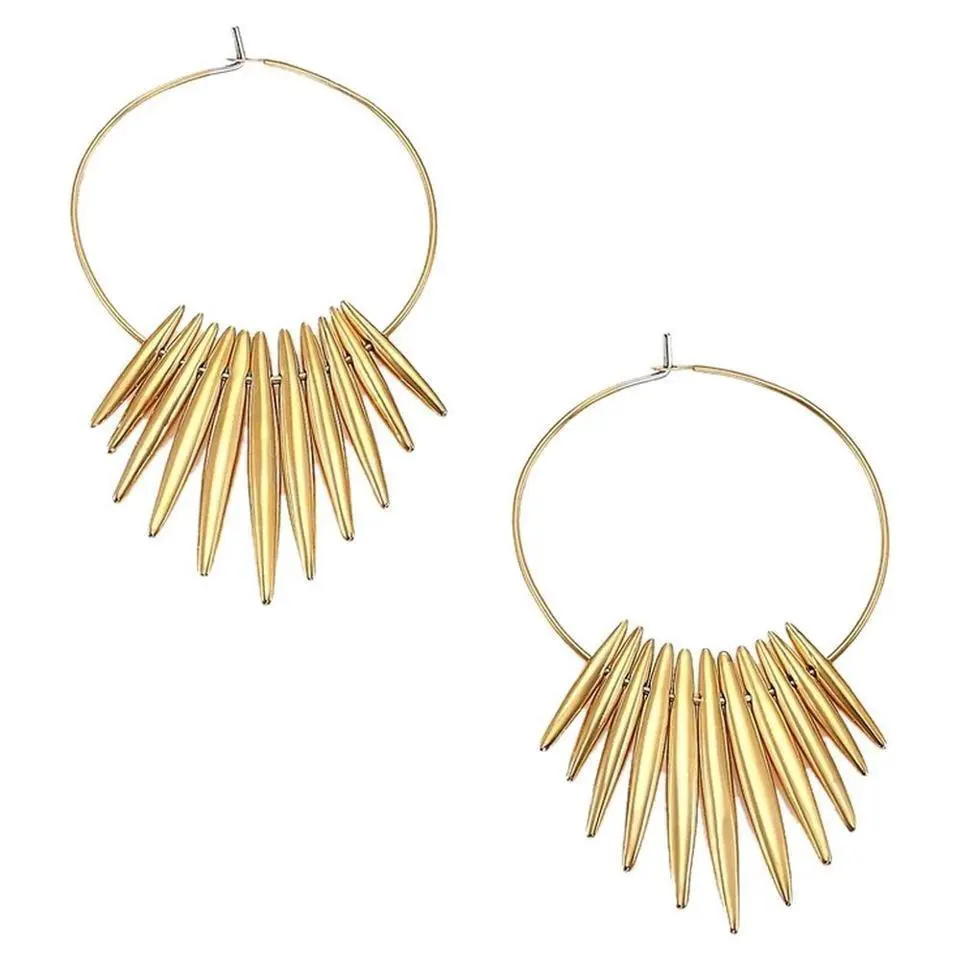 Michael Kors Gold Tone Matchstick Spike Drop Small Hoop Earrings MKJ4500