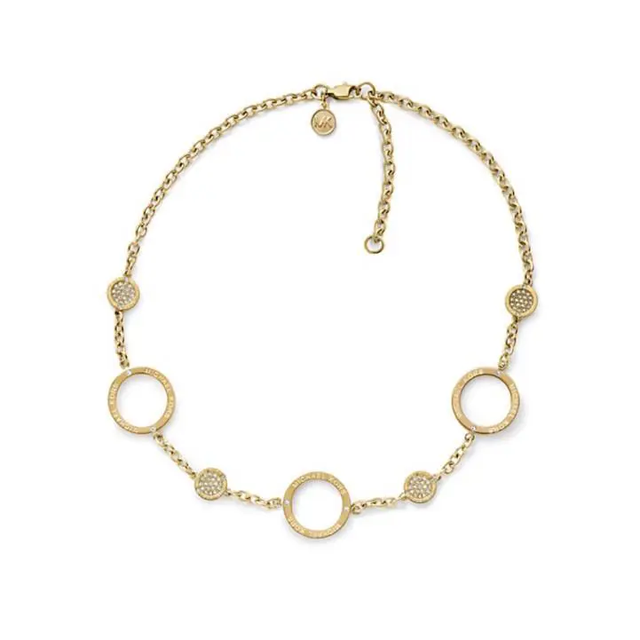 Michael Kors Necklace Brilliance Stationary Pave Circles Goldtone