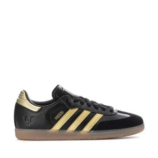 Big Kid`s Adidas Samba x Messi J Black/gold Metallic/gum JR6349