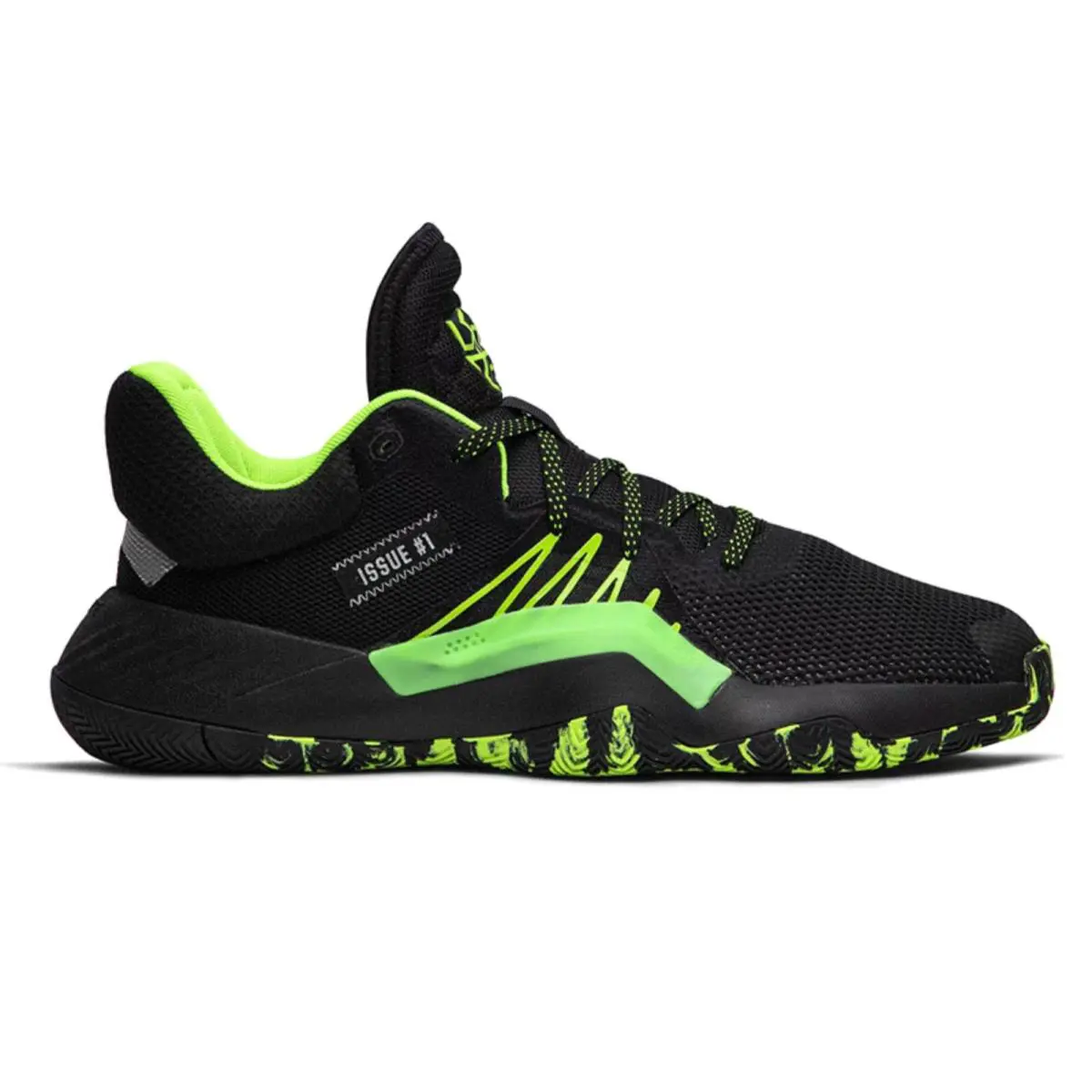 Adidas D.o.n. Issue 1 `stealth Spider-man` Men`s Sneaker - Core Black/Team Solar Green/Silver Metallic