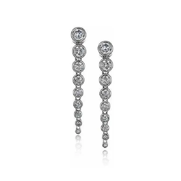 Michael Kors Silver Tone 9 Bezel Set Round Cut Crystals Earrings MKJ4940