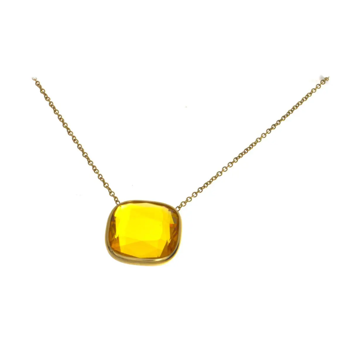 Michael Kors Women`s Gold Tone Chain Amber Square Pendant Necklace MKJ4234710