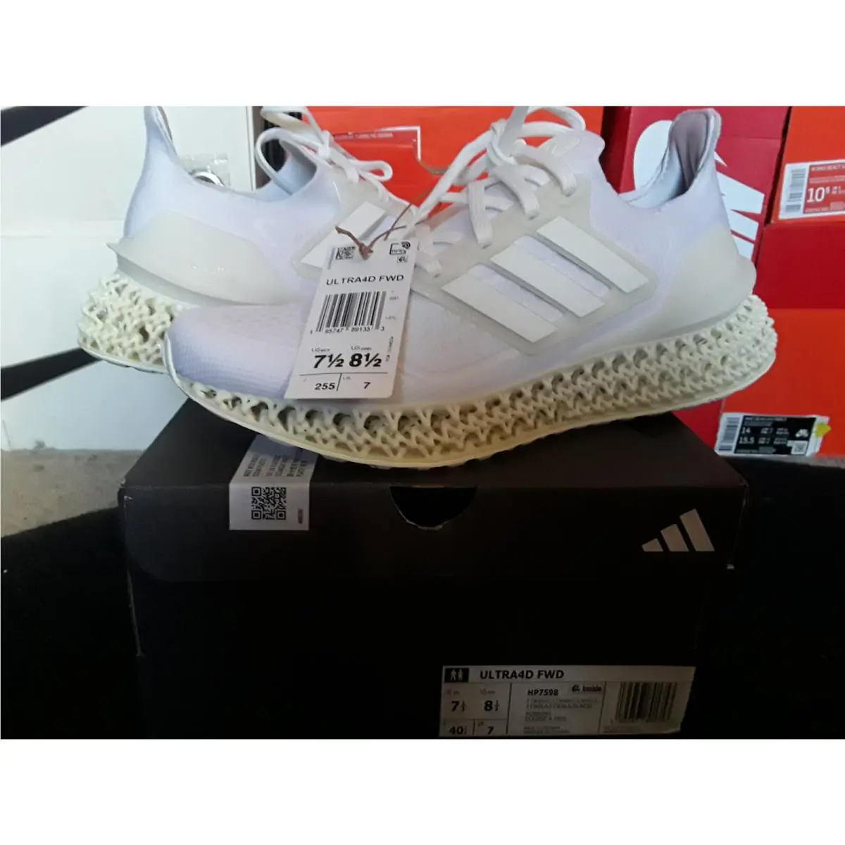 Adidas Ultra Boost 4D Fwd Cloud Core Triple White Primeknit+ Cage Trainer HP7598